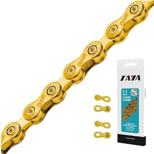 TAYA e-ONZE-111 11-Gang Fahrradkette, 136 Glieder, Titan Gold, langlebig und leichtgängig, für E-Bike und MTB