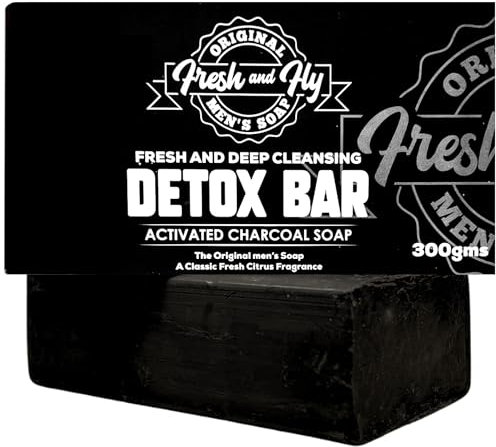 Fresh and Fly Men's Soap Bar for Face, Body 300g - 4X Bigger 4X Longer - Handmade, Natural Soap Bar - Organic, Moisturizing, and Cleansing Formula (Charcoal)
