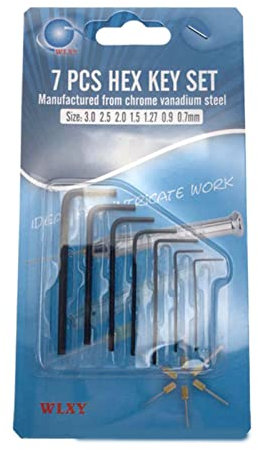 Lot de 7 clés Allen hexagonales de 0,7 mm à 3 mm pour jeu de clés