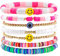 7 Stück Inspiriertes Freundschaftsbänder, Böhmen Stretch Armbänder, Buntes Perlen Stretch Armband Wunderschöner Sommer Strand Perlen Set Schmuck