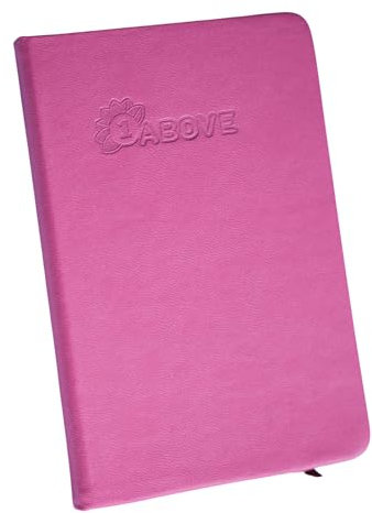 1ABOVE A6 Soft Feel Notebook with Lined Pages | Hardback Journal | Elastic Closure and Ribbon |Paper Pocket | 80gsm | 160 Pages (80 Sheets) -PINK