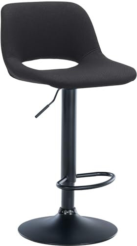 CLP Barhocker Camden I Stoff-Bezug I Drehbar, Farbe:schwarz, Material Gestell:Metall matt schwarz