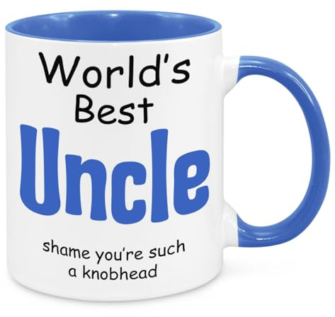 Cherish Charlie Designs World's Best Uncle Mug - Birthday Christmas Funny Gift Present Novelty Unique for Mum Dad Grandparents Friend Sister Brother for Him Her Funny Quotes Coffee Mug (Blue)