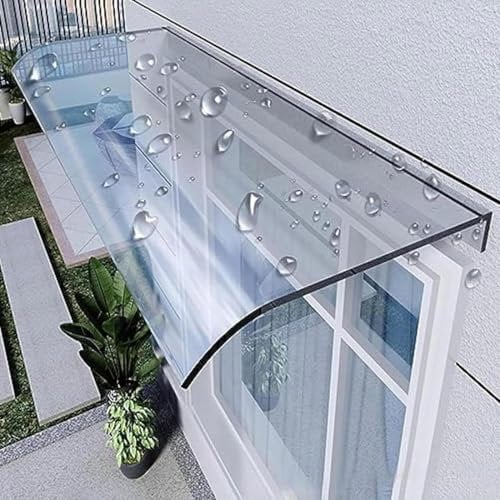 XRDSHY Vordach für Haustür, Glas, Polycarbonat- Überdachung Haustür, Pultvordach Transparent 3,5mm Dick, für Draußen Haus Balkon Garage Fenster, 50x120cm/19.69''x47.24''