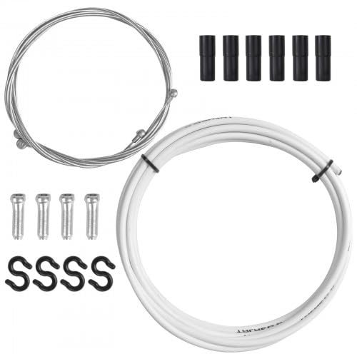 Fahrrad Bremszug Set, Bowdenzug Universal Bremsinnenzug und Schaltzug, 2.5m Bremszughülle + 1.1m Vorne Bremskabel + 1.7m Hinten Fahrrad Bremsen Kabel mit Endhülsen für MTB Mountainbike (WHITE)