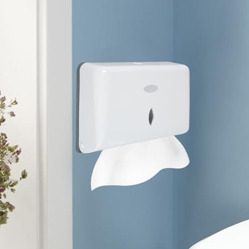 Paper Towel Dispenser Wall Mounted Hand Paper Dispenser Holds 200 Paper,C-Fold Hand Towel Dispenser Toilet Tissue Dispenser for Bathroom Kitchen Hotel Resturant (White)