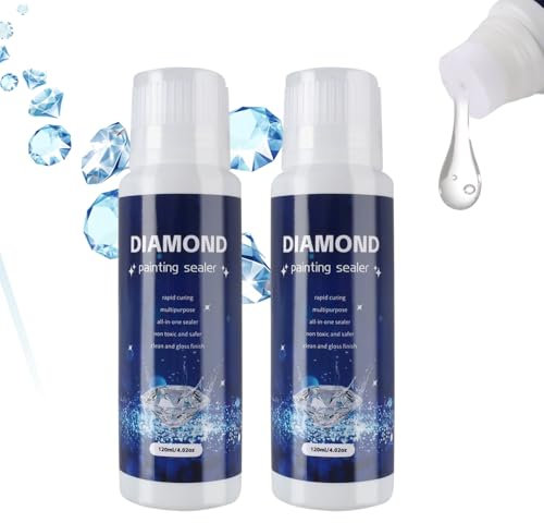 Diamond Painting Versiegelung, 2 Stück Transparente Kleber, Zubehör Hochglanz Schnell Trocknend Mit Schwammkopf Zum Glitzereffekt Und Schutz Von Diamanten (240 Ml)