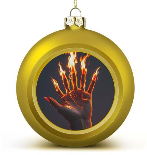 2 x Weihnachtskugel-Ornament, Feuerflamme Handabdruck, Weihnachtskugeln, Weihnachtsbaumschmuck, hängende Kugel für Feiertage, Party-Dekoration