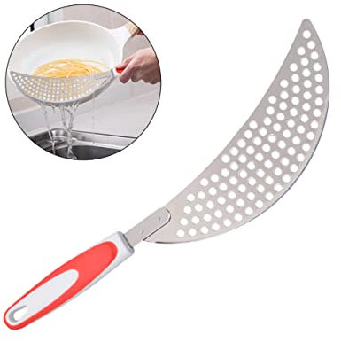LALADEFIEE Colador De Ollas Inoxidable Escurridor Para Pasta Mango De Plástico Ahorra Espacio