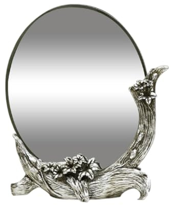 Stylish and Decorative 25x30cm Floral Elegant Design Round Wall Mirror – Functional and Decorative Accent Wall-mounted Mirror for Bedrooms, Homes, Living Areas, or Hallways