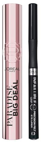 L'Oréal Paris Mascara Eyeliner: Paradise Big Deal Mascara für Volumen & Länge + Infaillible 27h Grip Liner für präzise Lidstriche