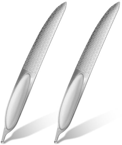 Yuanchu 2 Sets Fußnagelfeile Für Dicke Nägel, Doppelseitig Metall Nagelfeile in Federform mit Anti-Rutsch-Griff und Ledertasche Professionelle Edelstahl Zehennagelfeilen Für Dicke Naturnägel Unisex