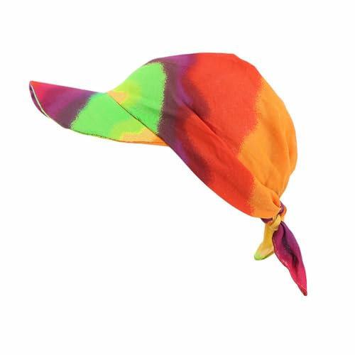 BrightGlow Damen Kopftuch Schal Cap Kopfbedeckung mit Krempenvisier Retro-Stil Baseball-Mütze Sonnenhut Schal Mütze Verstellbarer Hut Sommermütze Sonnenblende Kappe Regenbogen Einheitsgröße