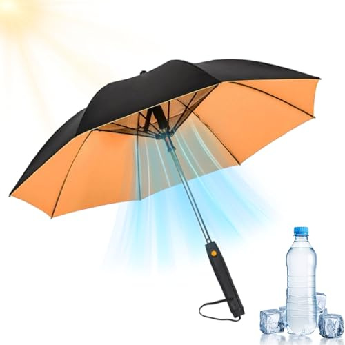 HItianya Misting Umbrella with Fan Water Bottle, Cooling Effect of 5-7°C, UPF 50+ Sun Protection Travel Umbrellas, USB Rechargeable Sunshade, 2 in 1 Portable Umbrellas for Beach
