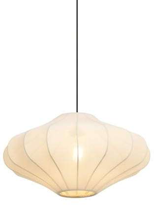 Qazqa Japandi Pendelleuchte, Pendellampe - Plu - Crème, Rund, 50cm, Ideal als Wohnzimmerlampe