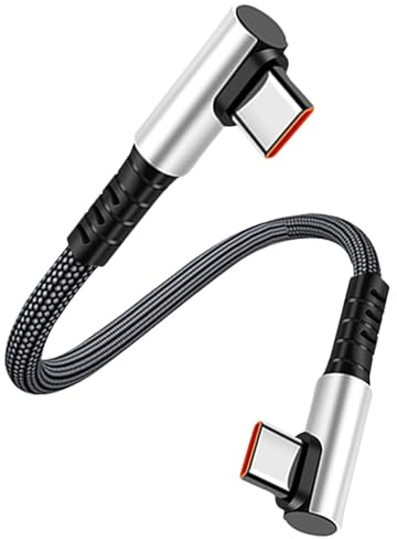 MISYNLON Short Right Angle USB C to USB C Cable, Type C 6A Fast Charging Cord Support Sync Data Transfer 90Degree Type-C Carplay Cable for IP15/16/Plus/Pro/Pro S20 S10 S9 S8 Plus-25cm