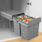 Dibaful Poubelle tandem à 2 compartiments, extensible, pour meuble bas à partir de 400 mm de large, avec rails télescopiques, pour armoire de cuisine, 2 x 20 l