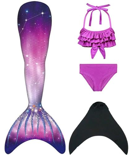 Nestoto Mädchen Monoflossen mit Cosplay Bikini Set und Flossen