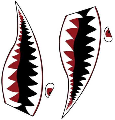 Autocollant Décoratif Motif Dents de Requin en PVC pour Bateau Gonflable | Paire de Stickers Créatifs, Adhérence Facile Surfaces Lisses, pour Porte et Carrelage, Chambre Garçon et Filles