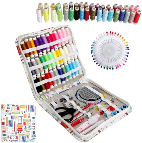GZRXIOUS 168-Teiliges Nähset Nähzubehör Set, Komplettes nähzubehör Grundausstattung Sewing Kit mit 36 Rollen Faden, Schere, Nadeln, Reise Nähzeug für Reisen, Anfänger, Geschenk, Zuhause