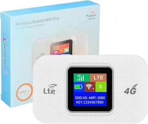 Routeur WiFi,4G/ WiFi Mobile Router Portable Ultraléger 14h Autonomie (3000mAh), WiFi pour 10 appareils, Compatible avec Tous Les opérateurs, Sécurité WPA2, Idéal pour Les Voyages et Le(Blanc)