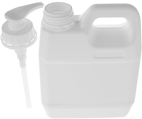 Lurrose Bidon Distributeur à Pompe 1l en Plastique Robuste Blanc Laiteux, Flacon Vide pour Shampooing et Gel, Usage Maison, Sport et Voyage, Contenant Pompe Anti-gaspillage, Rangement