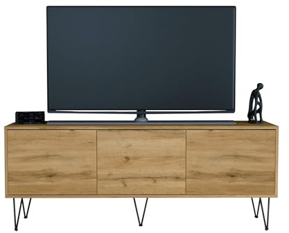 InnoFurn Tv-Board Elena, Lowboard mit Push-to-Open, Made in Germany, Moderner Fernsehschrank für Wohnzimmer Schlafzimmer, Eiche Evoke (152,5 x 43 x 37 cm)