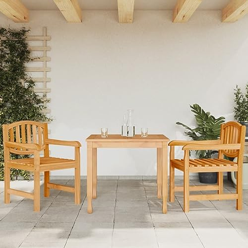 PHGTYUK Gartenstühle aus Massivholz Teak 2 Stück 58x59x88 cm mit Armlehnen und Rückenlehne für Außenbereich Langlebiges Holz Gartenmöbel Sitzgruppe