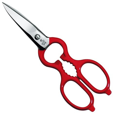 ZWILLING Ciseaux à Usages Multiples, Longueur Totale: 20 cm, Lames: 9 cm, Acier Inoxydable, Manche Synthétique Rouge, série Kitchen Shears