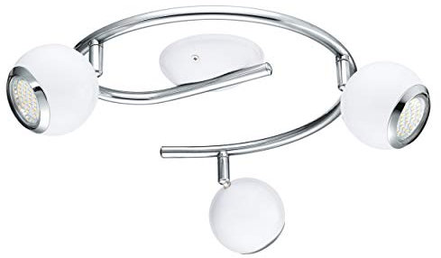 EGLO LED Deckenlampe Bimeda, 3 flammige Deckenleuchte, Deckenstrahler aus Metall in Weiß und Chrom, Wohnzimmerlampe, Spots inkl. GU10 Leuchtmittel, warmweiß