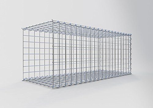 GABIONA Cesta de piedra de gavión rectangular, malla de 5 x 5 cm, profundidad de 40 cm, cesta de cultivo tipo 2, cierre de espiral, galvanizado (100 x 40 x 40 cm)