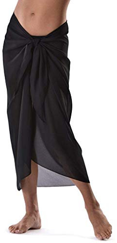 Large Black Sarong All Black Cover up Wrap Beachwear Maxi Summer Holidays Cover up Scarf