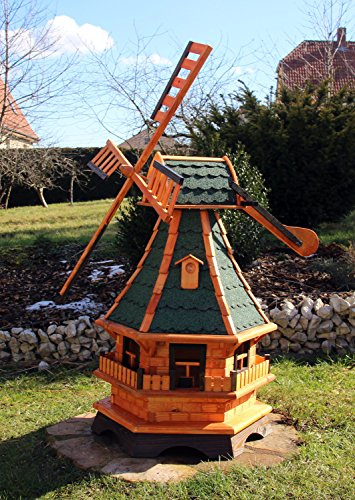 Moulins à vent, moulin à vent Type bois avec girouette 18et éclairage solaire LED Grand vert