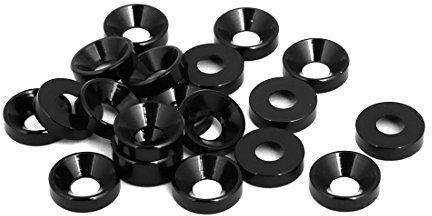 Sourcingmap M4 Aluminium Alloy Cup Head Engine Bay Bumper Washer Black 20pcs