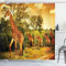 ABAKUHAUS Girafe Rideau de Douche, Animaux de Safari, Tissu Ensemble de Décor de Salle de Bain avec Crochets, 175 cm x 200 cm, Vert Orange Foncé