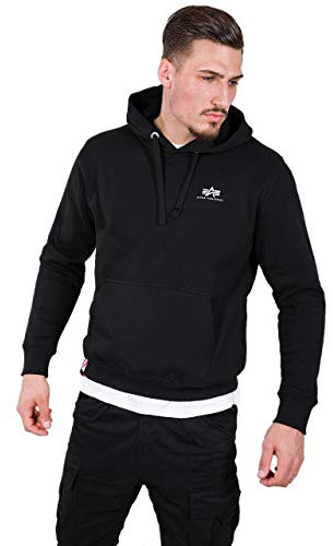 Alpha Industries Herren Basic Hoody Small Logo Kapuzensweat Kapuzenpullover, Black, XL