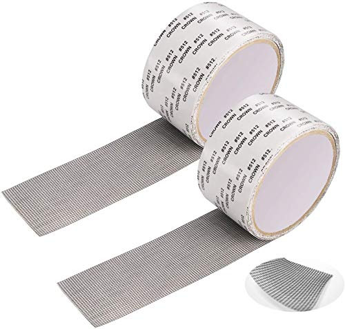 2 PCS Nastro per Riparare Zanzariere Nastro Adesivo in Fibra di Vetro per Finestre Insetto, 5cm x 200cm (Grigio)