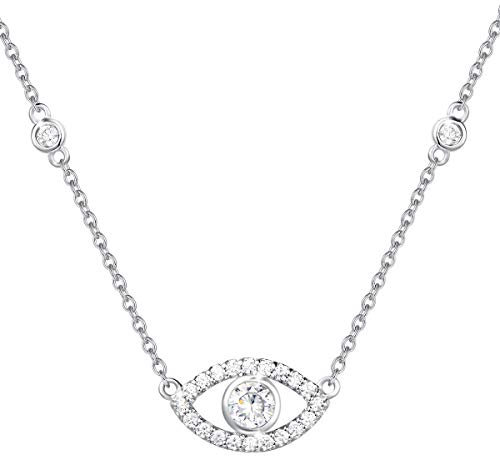 FANCIME Nazar Auge Kette Türkisches Böse Auge Nazar Boncuk Evil Eye Anhänger aus 925 Sterling Silber Halskette Schmuck für Damen Mädchen - Kettenlänge: 40+5 cm