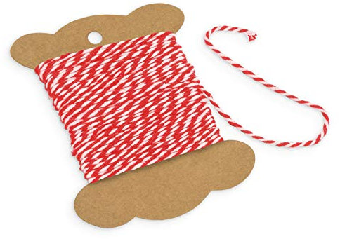 itenga Dekogarn Bastelschnur Kordel Bakers Twine Geschenkband Baumwollschnur Dekokordel für Gastgeschenke Adventskalender Geschenkverpackungen (10 m x 2 mm) (Rot/Weiß)