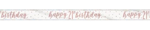 Stunning Rose Gold Happy 21st Birthday Glitz Foil Banner (274cm) - Dazzling Party Decor for a Memorable Milestone - 1 Pc