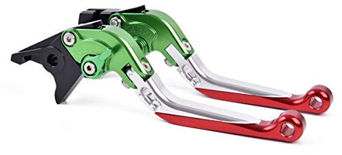 Auzkong Bremshebel Klappbar Kupplungshebel Skalierbar CNC Motorrad Hebel für Aprilia RS4 125 (2011-2017) Grün Silber
