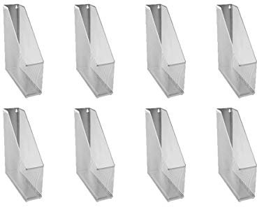 OSCO Silver Wiremesh Magazine Rack | 8 Pack | Folder Storage | File Organiser | 1 Section | Desk Tidy | Document Holder