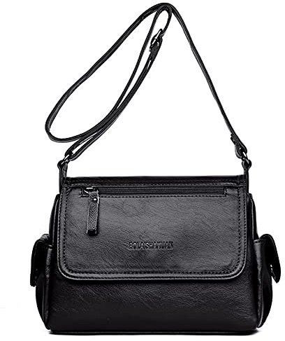 Sacmill Damen Umhängetasche Leder Schultertasche Multi-Pocket Shopper Tasche für Frauen Mädchen