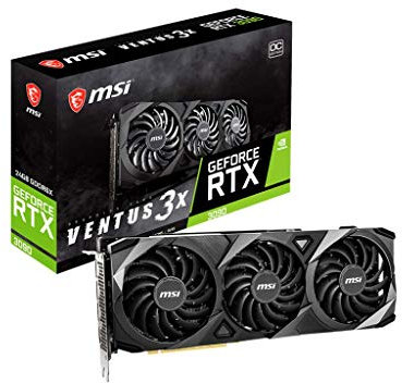 MSI GeForce RTX 3090 VENTUS 3X 24G OC Gaming Graphics Card - 24GB GDDR6X, 1725 MHz, PCI Express Gen 4, 384-bit, 3x DisplayPort v1.4a, HDMI 2.1