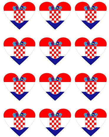 Generisch 12 Stück Aufkleber Kroatien Herz | wetterfest & UV Schutz | Set Croatia