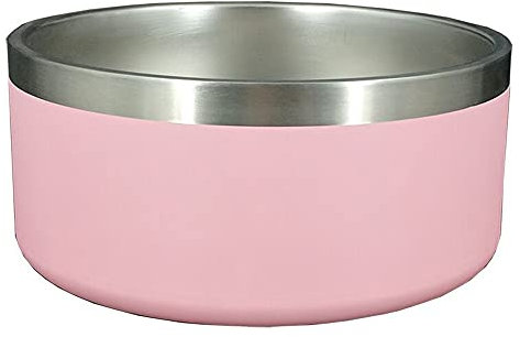 Gteller 32oz 64oz Stainless Steel Double Wall Dog Bowls,BPA Free Non-Slip Pet Dishes,Cat Food&Water Bowl with Rubber Base(64oz, Pink)