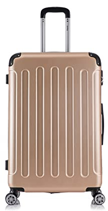 Flexot® Flex-2045 Koffer (16 Farben zur Auswahl) Zwillingsrollen Reisekoffer Trolley Hartschale (XL, Gold)