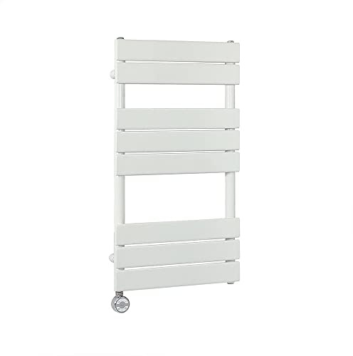 Milano Lustro 400W White Flat Panel Electric Heated Towel Rail Thermostatic - 825mm x 450mm
