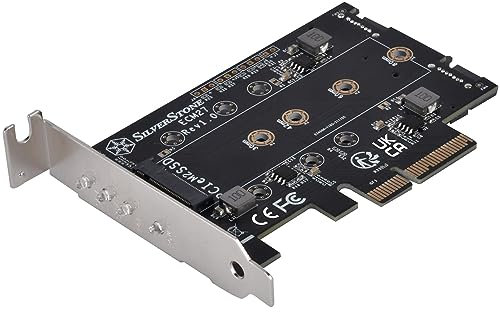 Silverstone SST-ECM27 - Carte Adaptateur NVMe 1 Emplacement et 2 emplacements SATA M.2 SSD vers PCI-E x4