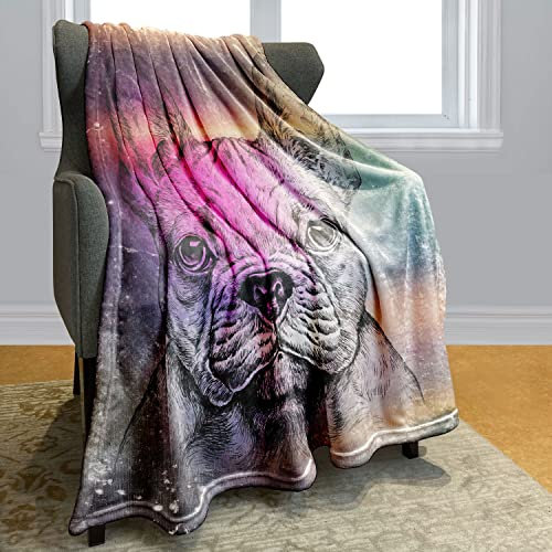 Violetpos Flanell Weich Fleecedecke Kuscheldecken SanftBettüberwurf Decke Französische Bulldogge Handgezeichnet Skizze 150x200 cm